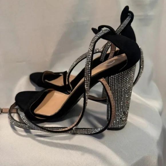 Windsor Black and Silver Strappy Heels - Picture 2 of 5